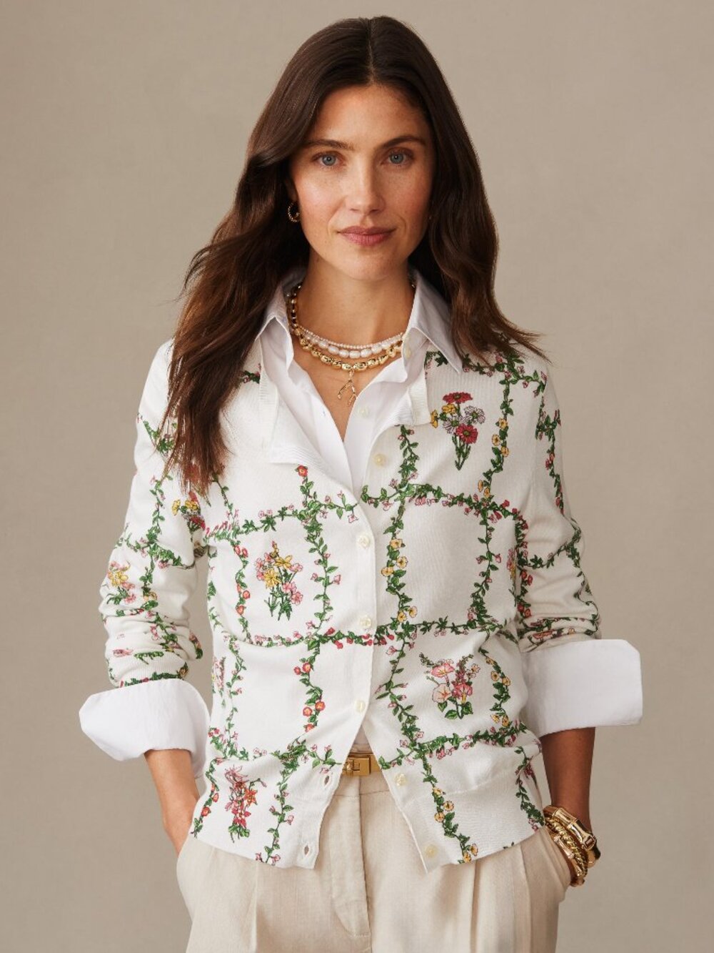 J McLaughlin Whitney Cardigan in Floral Medley Frame NEW